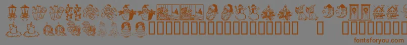 KR Christmas Dings 2004 Three Font – Brown Fonts on Gray Background