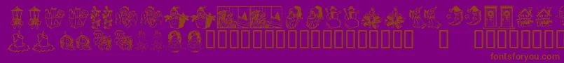KR Christmas Dings 2004 Three Font – Brown Fonts on Purple Background