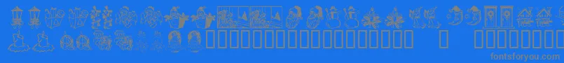 KR Christmas Dings 2004 Three Font – Gray Fonts on Blue Background