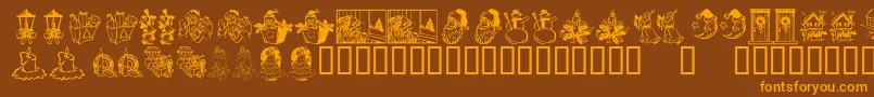 KR Christmas Dings 2004 Three Font – Orange Fonts on Brown Background