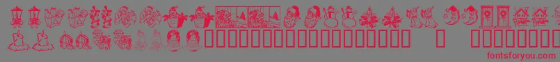 KR Christmas Dings 2004 Three Font – Red Fonts on Gray Background