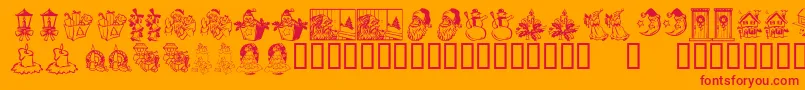 KR Christmas Dings 2004 Three Font – Red Fonts on Orange Background