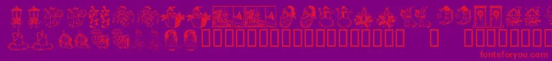 KR Christmas Dings 2004 Three Font – Red Fonts on Purple Background