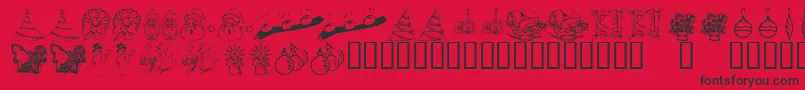 KR Christmas Dings 2004 Two Font – Black Fonts on Red Background