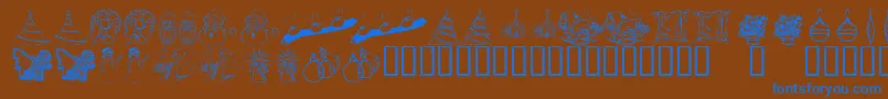 KR Christmas Dings 2004 Two Font – Blue Fonts on Brown Background