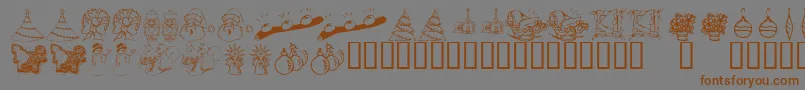 KR Christmas Dings 2004 Two Font – Brown Fonts on Gray Background