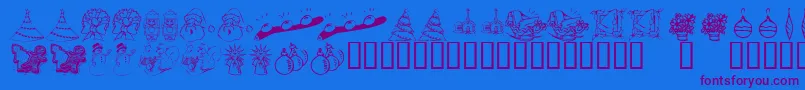 KR Christmas Dings 2004 Two Font – Purple Fonts on Blue Background