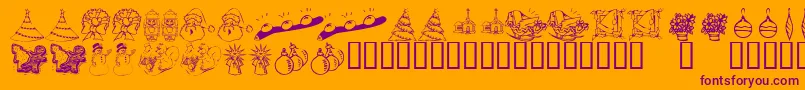 KR Christmas Dings 2004 Two-Schriftart – Violette Schriften auf orangefarbenem Hintergrund