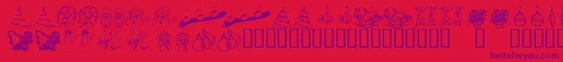 KR Christmas Dings 2004 Two Font – Purple Fonts on Red Background