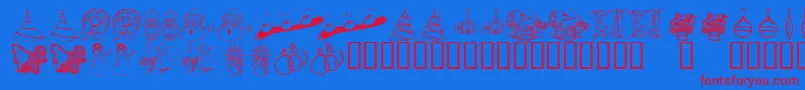 KR Christmas Dings 2004 Two Font – Red Fonts on Blue Background