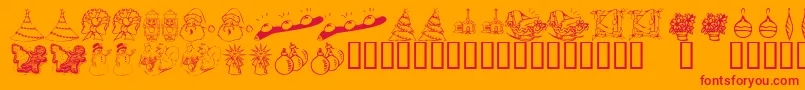 KR Christmas Dings 2004 Two Font – Red Fonts on Orange Background