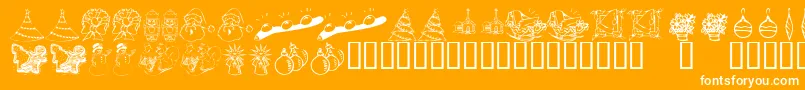 KR Christmas Dings 2004 Two Font – White Fonts on Orange Background