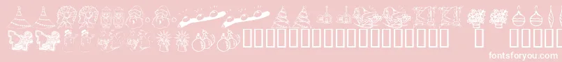 KR Christmas Dings 2004 Two-Schriftart – Weiße Schriften auf rosa Hintergrund