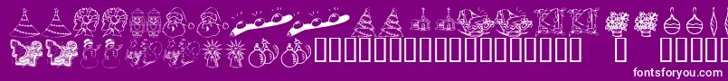 Fonte KR Christmas Dings 2004 Two – fontes brancas em um fundo violeta