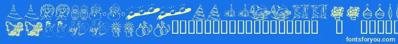 KR Christmas Dings 2004 Two Font – Yellow Fonts on Blue Background