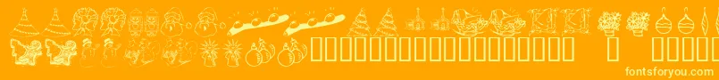 KR Christmas Dings 2004 Two Font – Yellow Fonts on Orange Background