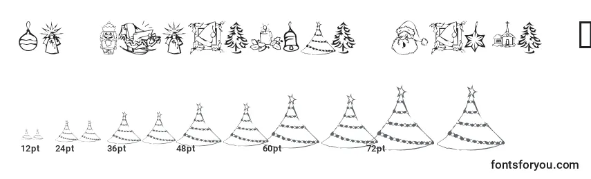 Größen der Schriftart KR Christmas Dings 2004 Two