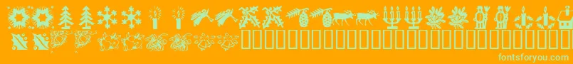 KR Christmas Time 2 Font – Green Fonts on Orange Background