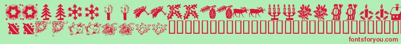 KR Christmas Time 2 Font – Red Fonts on Green Background