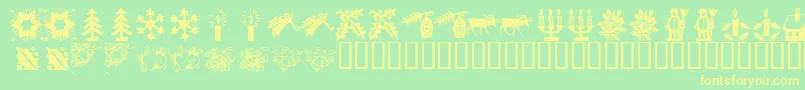 KR Christmas Time 2 Font – Yellow Fonts on Green Background
