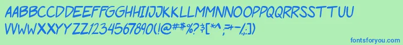 フォントPgRoofRunners – 青い文字は緑の背景です。