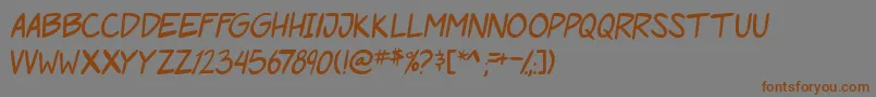 フォントPgRoofRunners – 茶色の文字が灰色の背景にあります。