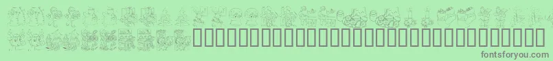 KR Color Me Christmas 2002 Font – Gray Fonts on Green Background