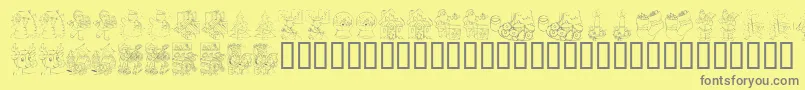 KR Color Me Christmas 2002 Font – Gray Fonts on Yellow Background
