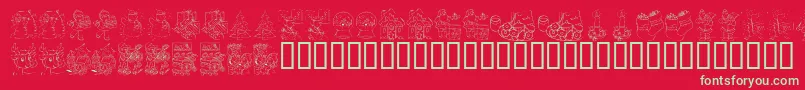 KR Color Me Christmas 2002-Schriftart – Grüne Schriften auf rotem Hintergrund
