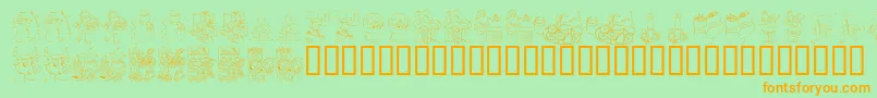 KR Color Me Christmas 2002 Font – Orange Fonts on Green Background