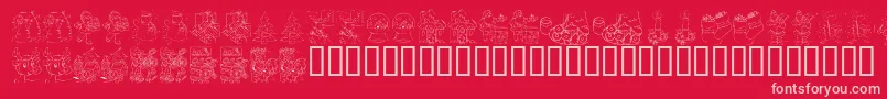 KR Color Me Christmas 2002 Font – Pink Fonts on Red Background
