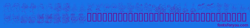 KR Color Me Christmas 2002 Font – Purple Fonts on Blue Background