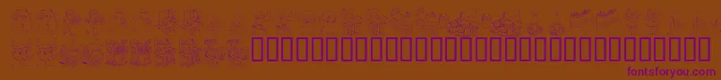 KR Color Me Christmas 2002 Font – Purple Fonts on Brown Background