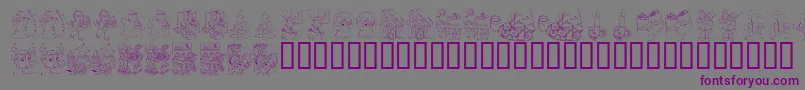 KR Color Me Christmas 2002 Font – Purple Fonts on Gray Background