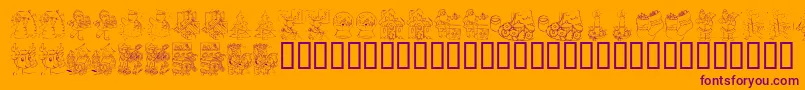 KR Color Me Christmas 2002 Font – Purple Fonts on Orange Background