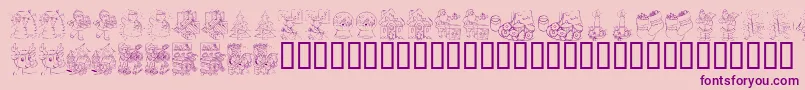 KR Color Me Christmas 2002 Font – Purple Fonts on Pink Background