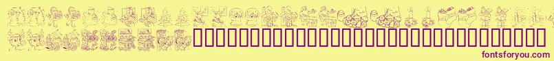 KR Color Me Christmas 2002 Font – Purple Fonts on Yellow Background