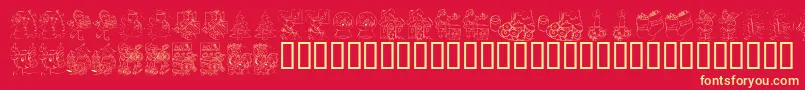 KR Color Me Christmas 2002 Font – Yellow Fonts on Red Background