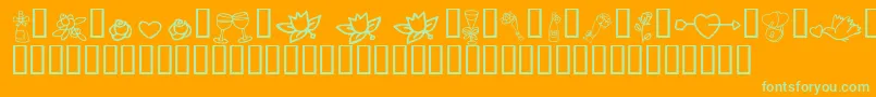 Fonte KR Cuori Divertenti 1 – fontes verdes em um fundo laranja