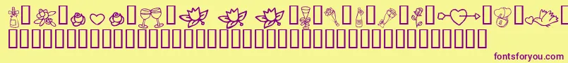 KR Cuori Divertenti 1 Font – Purple Fonts on Yellow Background