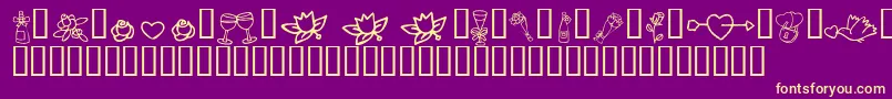 Police KR Cuori Divertenti 1 – polices jaunes sur fond violet