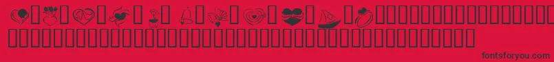 KR Cuori Divertenti 2-Schriftart – Schwarze Schriften auf rotem Hintergrund