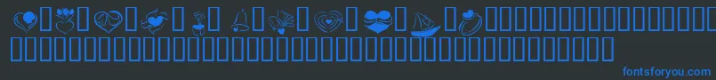 KR Cuori Divertenti 2-Schriftart – Blaue Schriften auf schwarzem Hintergrund