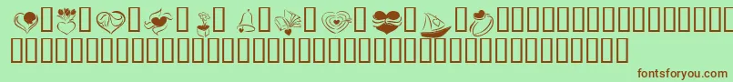 fuente KR Cuori Divertenti 2 – Fuentes Marrones Sobre Fondo Verde