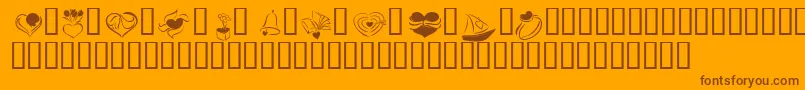 KR Cuori Divertenti 2-Schriftart – Braune Schriften auf orangefarbenem Hintergrund