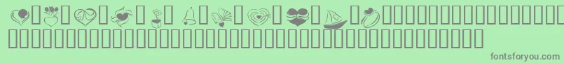 KR Cuori Divertenti 2 Font – Gray Fonts on Green Background