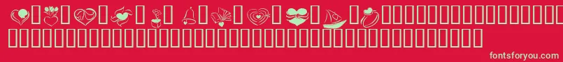 Fonte KR Cuori Divertenti 2 – fontes verdes em um fundo vermelho