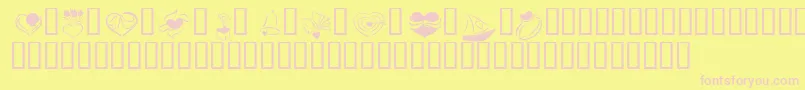 KR Cuori Divertenti 2-Schriftart – Rosa Schriften auf gelbem Hintergrund