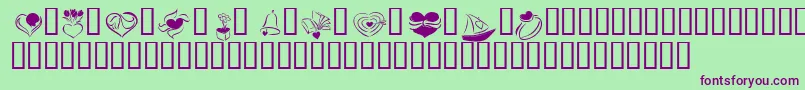 Шрифт KR Cuori Divertenti 2 – фиолетовые шрифты на зелёном фоне