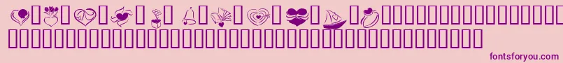 KR Cuori Divertenti 2-Schriftart – Violette Schriften auf rosa Hintergrund